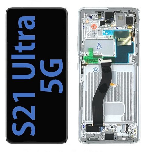 For Galaxy S21 Ultra 5G OLED Assembly With Frame - Phantom Silver 